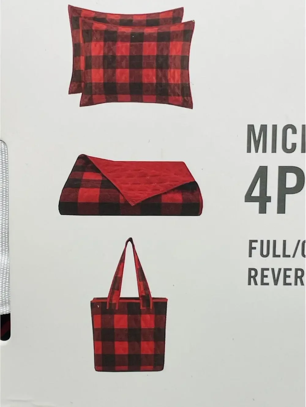 Martha Stewart Essentials Microfiber 4-Piece Quilt Set Buffalo Check Full/Queen